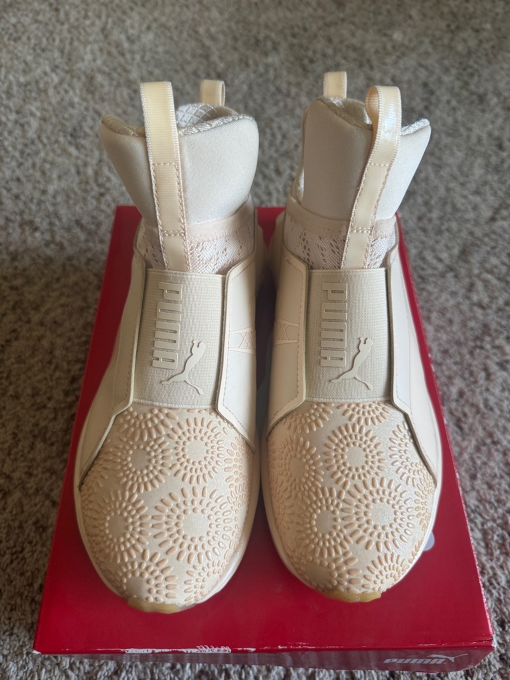 Puma Kids Cream Lace-Textured Slip-On Sneakers